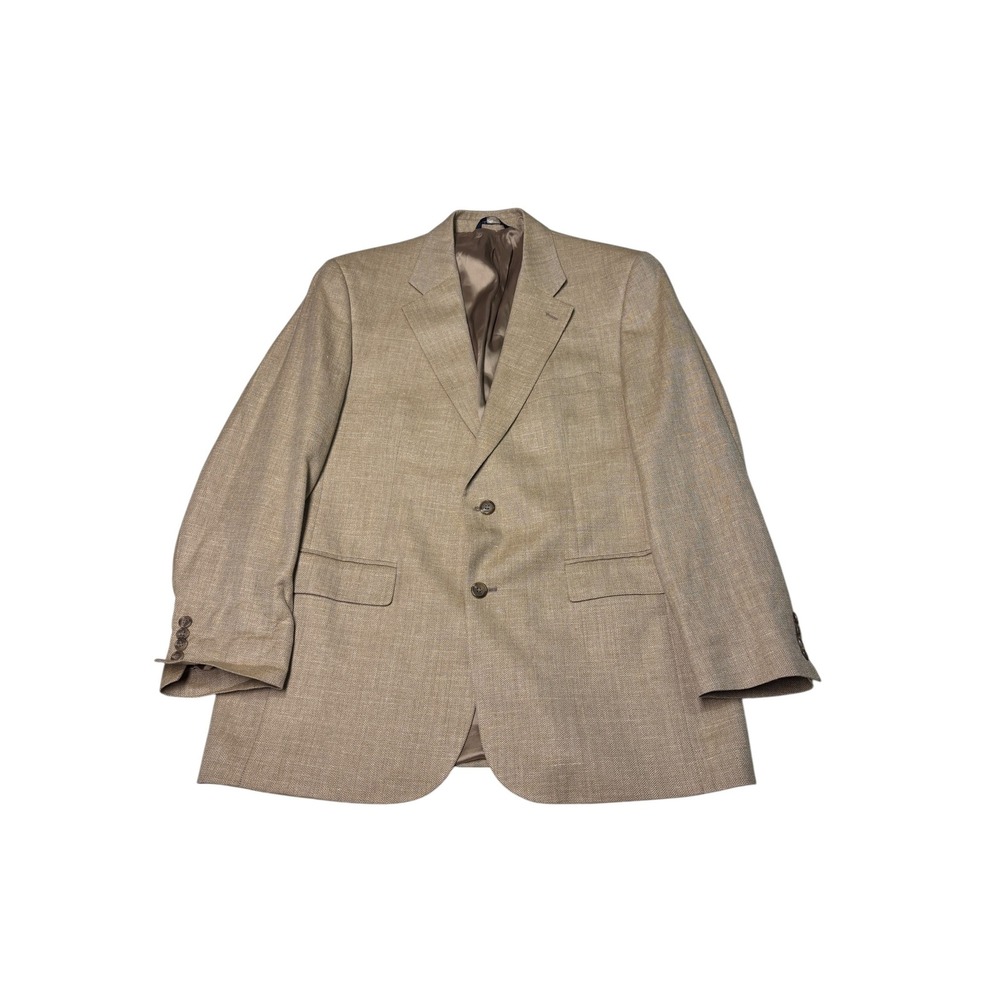 Brooks Brothers 346 Tan Herringbone Silk Wool Linen Blazer Mens 41R 02893027